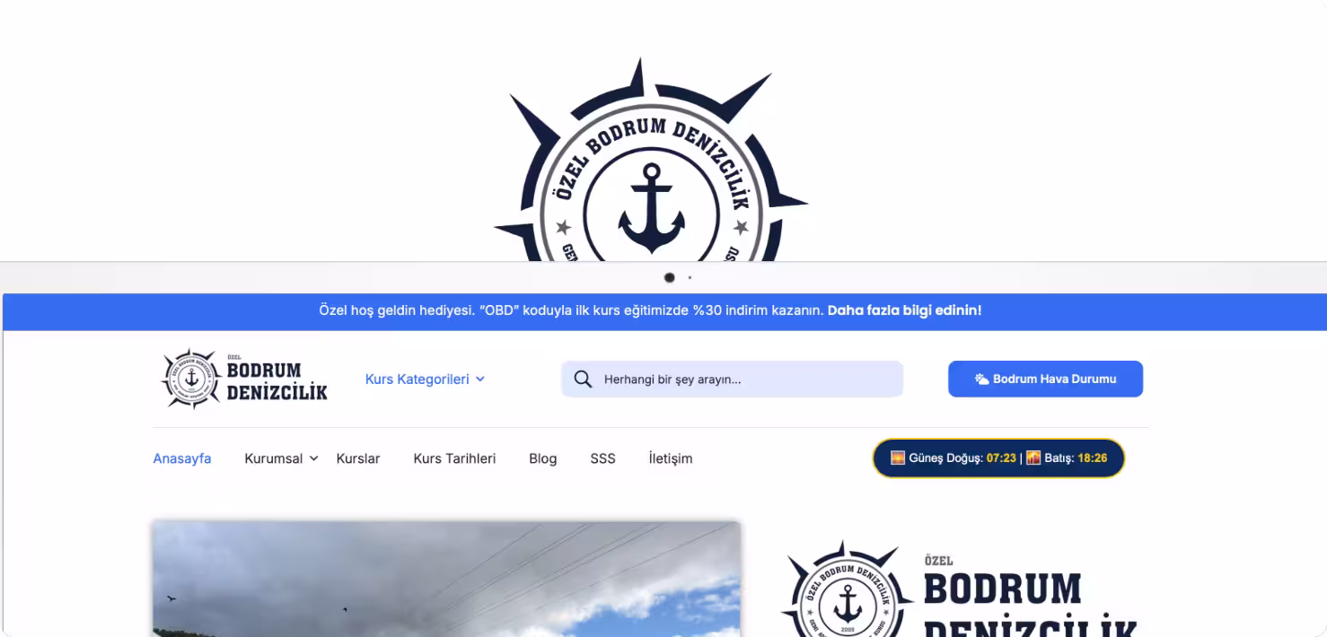 Özel Bodrum Denizcilik web projesi görseli